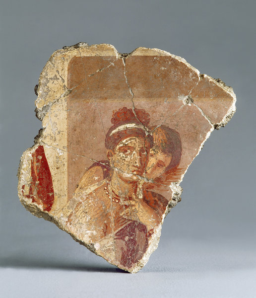 An Ancient Roman Painted Plaster Wall Fragment from Pompeii or Herculanium